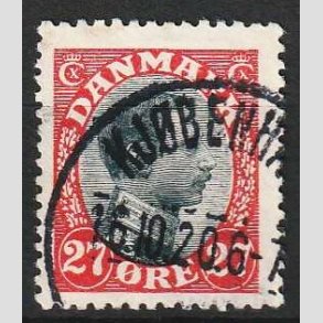 FRIM�RKER DANMARK | 1918-20 - AFA 102 - Chr. X 27 �re r�d/sort - Stemplet