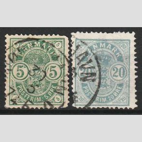 FRIM�RKER DANMARK | 1882 - AFA 32,33 - 5 �re gr�n og 20 �re bl� 