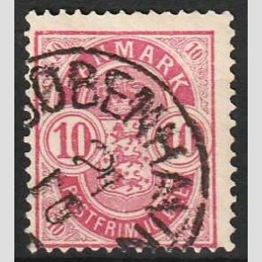 FRIM�RKER DANMARK | 1884-85 - AFA 35a - 10 �re analinrosa - Stemplet 