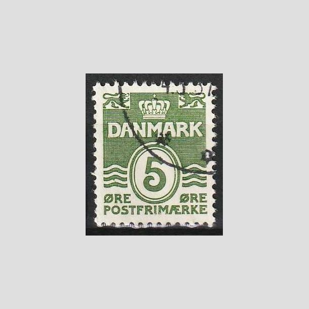 FRIM�RKER DANMARK | 1937-38 - AFA 234 - B�lgelinie 5 �re gr�gr�n - P�nt Stemplet