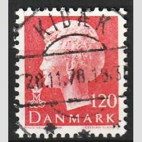 FRIM�RKER DANMARK | 1977 - AFA 646 - Dronning Margrethe - 120 �re r�d - Lux Stemplet Kib�k
