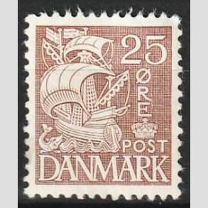 FRIM�RKER DANMARK | 1934 - AFA 214 - Karavel 25 �re brun Type I - Ubrugt