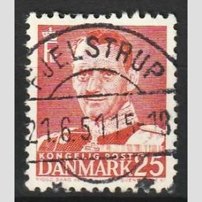 FRIM�RKER DANMARK | 1950 - AFA 321 - Fr. IX 25 �re r�d - Lux Stemplet Fjelstrup