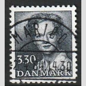 FRIM�RKER DANMARK | 1984 - AFA 791 - Dronning Margrethe - 3,30 Kr. bl�gr� - Lux Stemplet Maribo