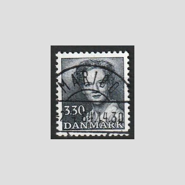 FRIM�RKER DANMARK | 1984 - AFA 791 - Dronning Margrethe - 3,30 Kr. bl�gr� - Lux Stemplet Maribo