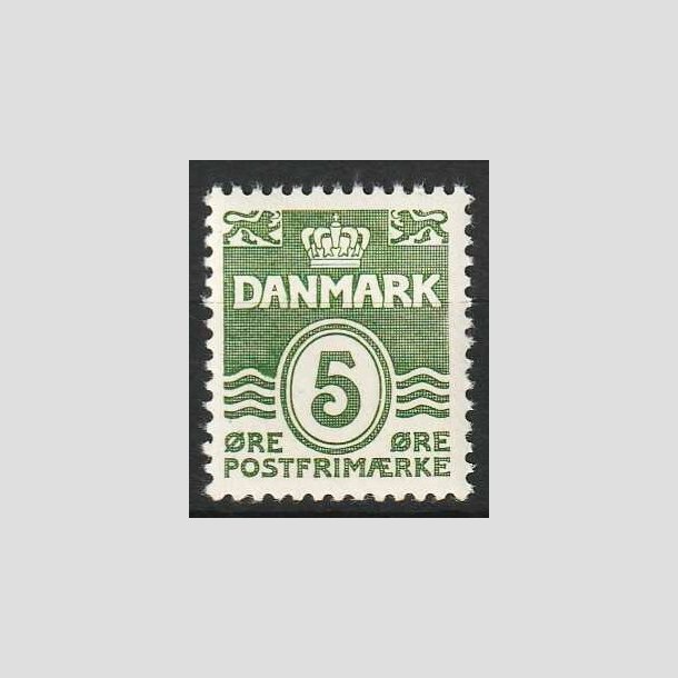 FRIM�RKER DANMARK | 1937-38 - AFA 234 - B�lgelinie 5 �re gr�gr�n - Postfrisk