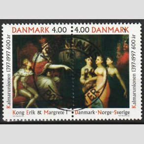 FRIM�RKER DANMARK | 1997 - AFA 1150-51 - Kalmarunionen 600 �r. - 4,00 Kr. parstykke - Pragt Stemplet