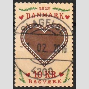 FRIM�RKER DANMARK | 2015 - AFA 1837 - Bagv�rk - 7,00 Kr. honninghjerte - Pragt Stemplet