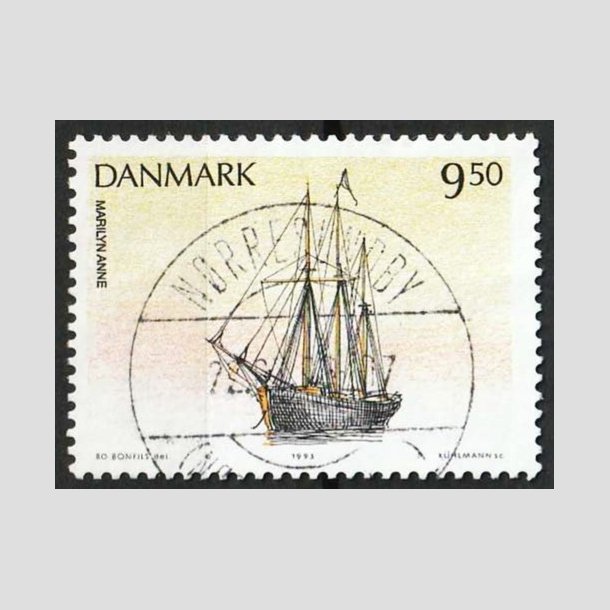 FRIM�RKER DANMARK | 1993 - AFA 1048 - Sejlskibe - 9,50 Kr. - Lux Stemplet N�rresundby
