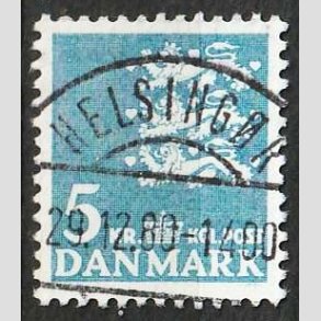 FRIM�RKER DANMARK | 1968 - AFA 295F - Rigsv�ben 5 Kr. bl� - Lux Stemplet Helsing�r