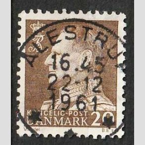 FRIM�RKER DANMARK | 1961-62 - AFA 393F - Frederik IX - 20 �re brun Flour papir - Lux Stemplet