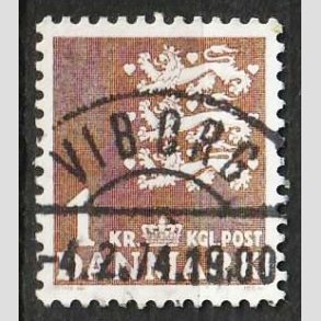 FRIM�RKER DANMARK | 1968 - AFA 293F - Rigsv�ben 1,00 Kr. brun - Lux Stemplet Viborg