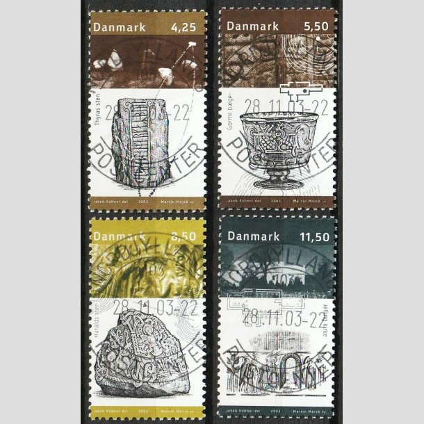 FRIM�RKER DANMARK | 2003 - AFA 1363-66 - Kongernes Jelling - 4,25 - 11,50 kr. - Pragt Stemplet 