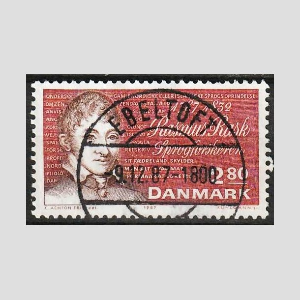 FRIM�RKER DANMARK | 1987 - AFA 892 - Rasmus Rask - 2,80 Kr. r�d - Lux Stemplet Ebeltoft 
