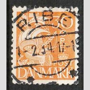 FRIM�RKER DANMARK | 1933 - AFA 206 - Karavel 30 �re orangegul Type I - Lux Stemplet Ribe