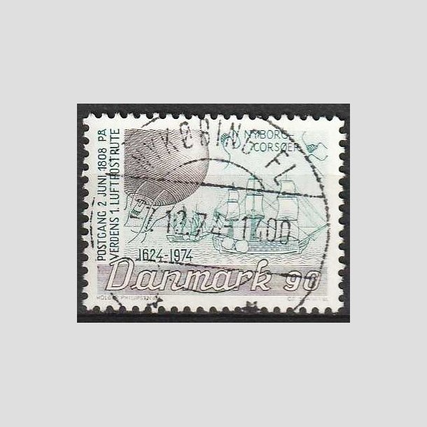 FRIM�RKER DANMARK | 1974 - AFA 581 - Det danske Postv�sen 350 �r - 90 �re brun/bl�gr�n - Lux Stemplet 