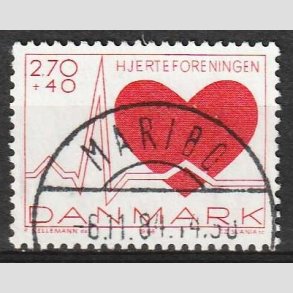 FRIM�RKER DANMARK | 1984 - AFA 808 - Hjerteforeningen - 2,70 Kr. + 40 �re - Lux Stemplet Maribo