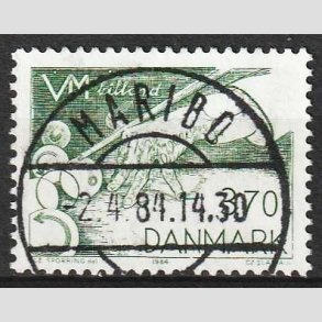 FRIM�RKER DANMARK | 1984 - AFA 797 - WM i billard - 3,70 Kr. gr�n - Lux Stemplet Maribo