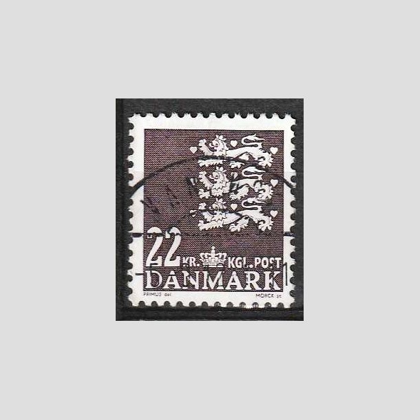 FRIM�RKER DANMARK | 2005 - AFA 1415 - Lille Rigsv�ben - 22 Kr. brunviolet - P�nt Stemplet Vanl�se
