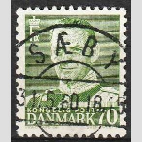FRIM�RKER DANMARK | 1950 - AFA 324 - Fr. IX 70 �re m�rkgr�n - Lux Stemplet S�by