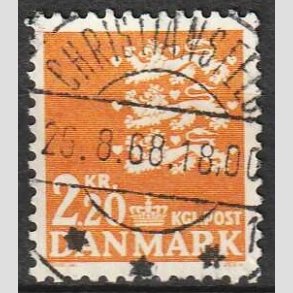 FRIM�RKER DANMARK | 1967 - AFA 464F - Rigsv�ben 2,20 Kr. orange - Lux Stemplet Christiansfeld