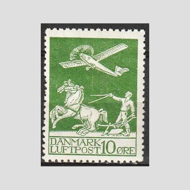 FRIM�RKER DANMARK | 1925 - AFA 144 - Gl. Luftpost 10 �re gr�n - Postfrisk