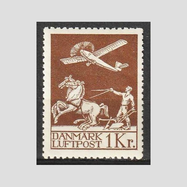 FRIM�RKER DANMARK | 1929 - AFA 182 - Gl. Luftpost 1 Kr. brun - Ubrugt