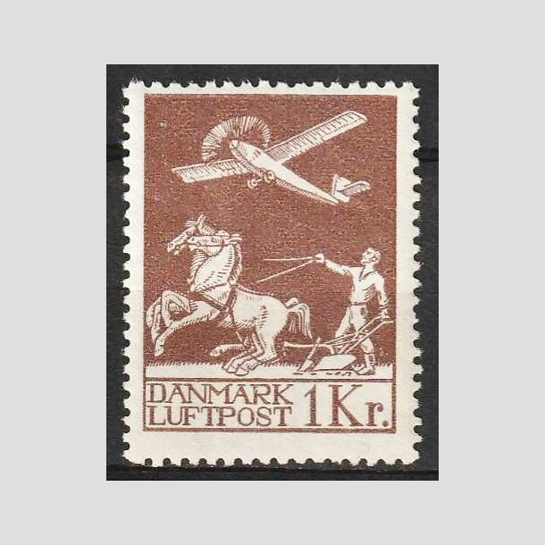 FRIM�RKER DANMARK | 1929 - AFA 182 - Gl. Luftpost 1 Kr. brun - Ubrugt
