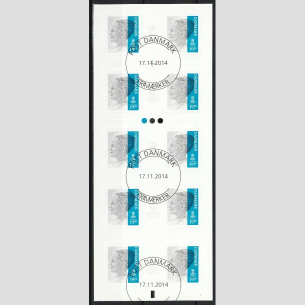 FRIM�RKER DANMARK | 2014 - AFA 1802 - Margrethe II - 19,00 Kr. x 10 stk. H�fte - Lux Stemplet (Sv�rt h�fte)