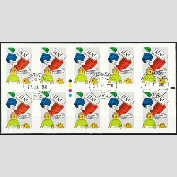 FRIM�RKER DANMARK | 2015 - AFA 1806 - LEGO-klodser - 14,50 Kr. x 10 i H�fte - Lux Stemplet (Sv�rt h�fte)