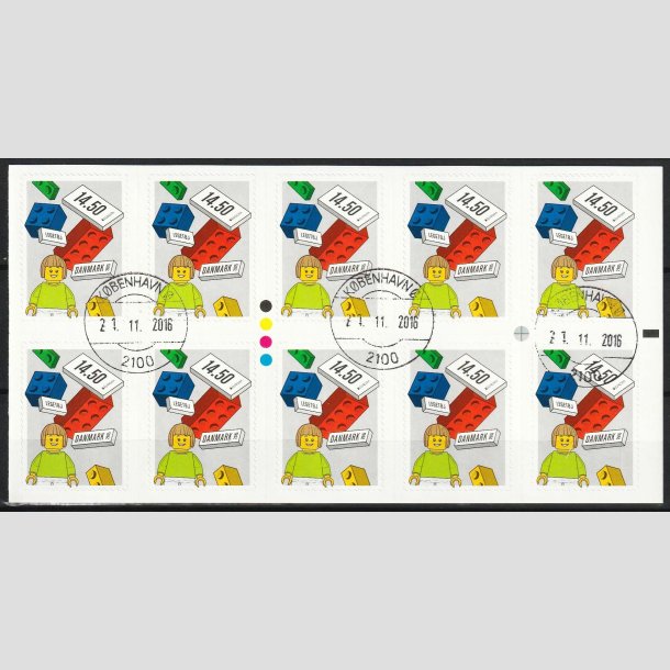FRIM�RKER DANMARK | 2015 - AFA 1806 - LEGO-klodser - 14,50 Kr. x 10 i H�fte - Lux Stemplet (Sv�rt h�fte)