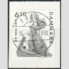 FRIM�RKER DANMARK | 2010 - AFA 1615 - Ribe 1300 �r - 6,50 Kr. gr�lig - Lux Stemplet R�nne