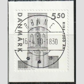 FRIM�RKER DANMARK | 2010 - AFA 1614E - Ribe 1300 �r. - 5,50 Kr. gr�sort - Lux Stemplet R�nne