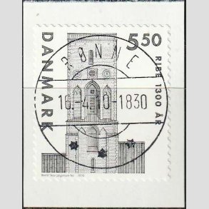 FRIM�RKER DANMARK | 2010 - AFA 1614E - Ribe 1300 �r. - 5,50 Kr. gr�sort - Lux Stemplet R�nne