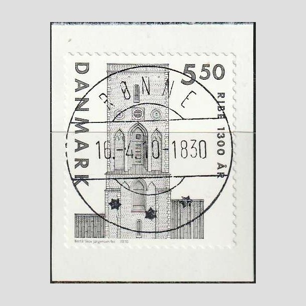 FRIM�RKER DANMARK | 2010 - AFA 1614E - Ribe 1300 �r. - 5,50 Kr. gr�sort - Lux Stemplet R�nne