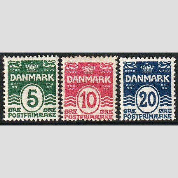 FRIM�RKER DANMARK | 1912 - AFA 64-66 - B�lgelinie 5, 10, 20 �re - Ubrugt