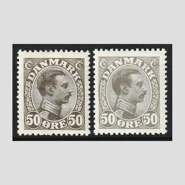 FRIM�RKER DANMARK | 1921-22 - AFA 129+129a - Chr. X 50 �re - Ubrugt