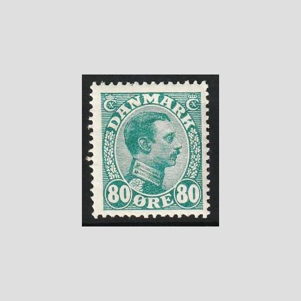 FRIM�RKER DANMARK | 1915 - AFA 84 - Chr. X 80 �re bl�gr�n - Ubrugt
