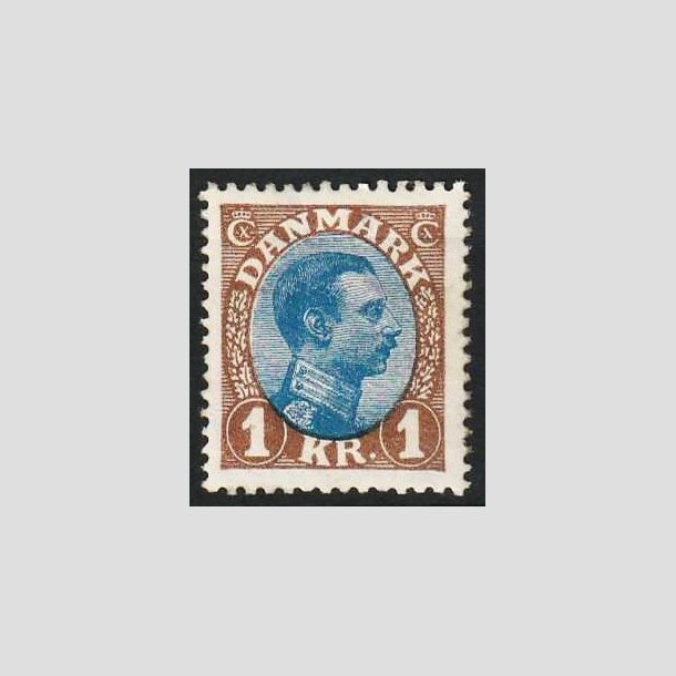 FRIM�RKER DANMARK | 1921-22 - AFA 131 - Chr. X 1 Kr. brun/bl� Type I - Ubrugt