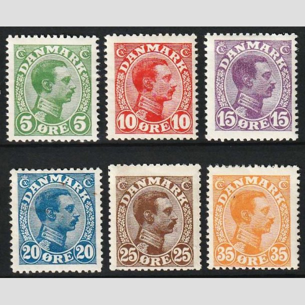FRIM�RKER DANMARK | 1913 - AFA 68-73 - Chr. X 5-35 �re - Ubrugt