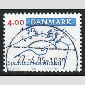 FRIM�RKER DANMARK | 2000 - AFA 1263 - Spastikerforeningen - 4,00 Kr. + 50 �re bl�/r�d - Pragt Stemplet
