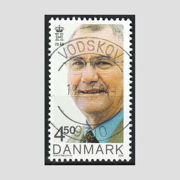 FRIM�RKER DANMARK | 2004 - AFA 1395 - Prins Henrik 70 �r. - 4,50 Kr. - Pragt Stemplet Vodskov