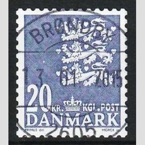 FRIM�RKER DANMARK | 2007 - AFA 848aE - Lille Rigsv�ben - 20,00 Kr. bl� - Lux Stemplet 