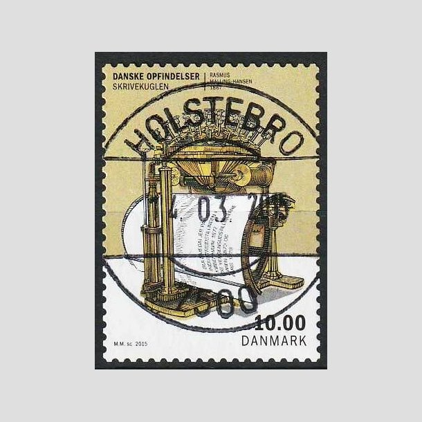 FRIM�RKER DANMARK | 2015 - AFA 1820 - Danske opfindelser - 10,00 Kr. skrivekuglen - Lux Stemplet