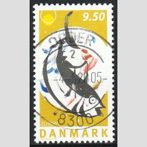 FRIM�RKER DANMARK | 2005 - AFA 1438 - Europam�rker - 9,50 Kr. Fiskeret - Pragt Stemplet Odder