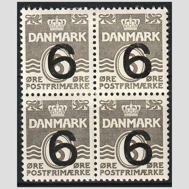 FRIM�RKER DANMARK | 1940 - AFA 262a - 6/8 �re type I (201) gr� i 4-blok - Ubrugt (Sj�lden)