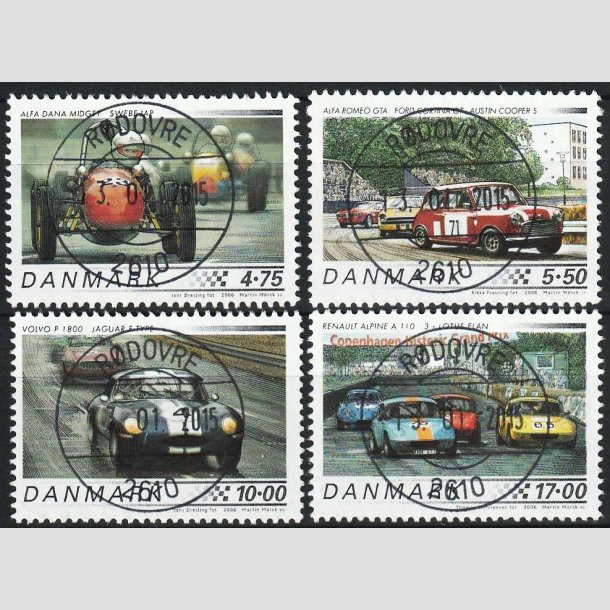 FRIM�RKER DANMARK | 2006 - AFA 1470-73 - Klassiske racerbiler - Komplet s�t - Lux Stemplet