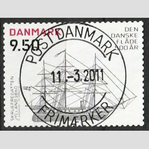 FRIM�RKER DANMARK | 2010 - AFA 1623E - Danske fl�de 500 �r - 9,50 Kr. flerfarvet - Pragt Stemplet