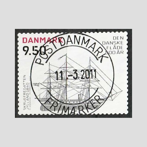 FRIM�RKER DANMARK | 2010 - AFA 1623E - Danske fl�de 500 �r - 9,50 Kr. flerfarvet - Pragt Stemplet
