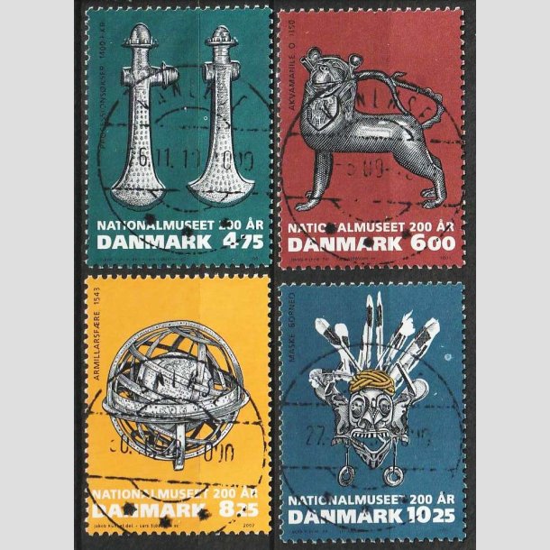 FRIM�RKER DANMARK | 2007 - AFA 1501-04- Nationalmuseet 200 �r. - Komplet s�t - Pragt Stemplet